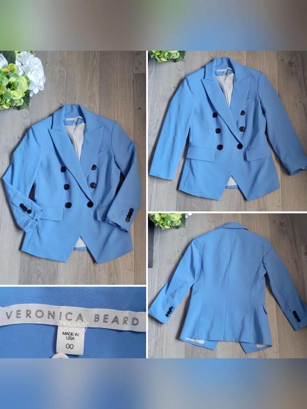 Veronica Beard Empire Scuba Dickey Blazer Jacket Cornflower Blue, Women's 00
